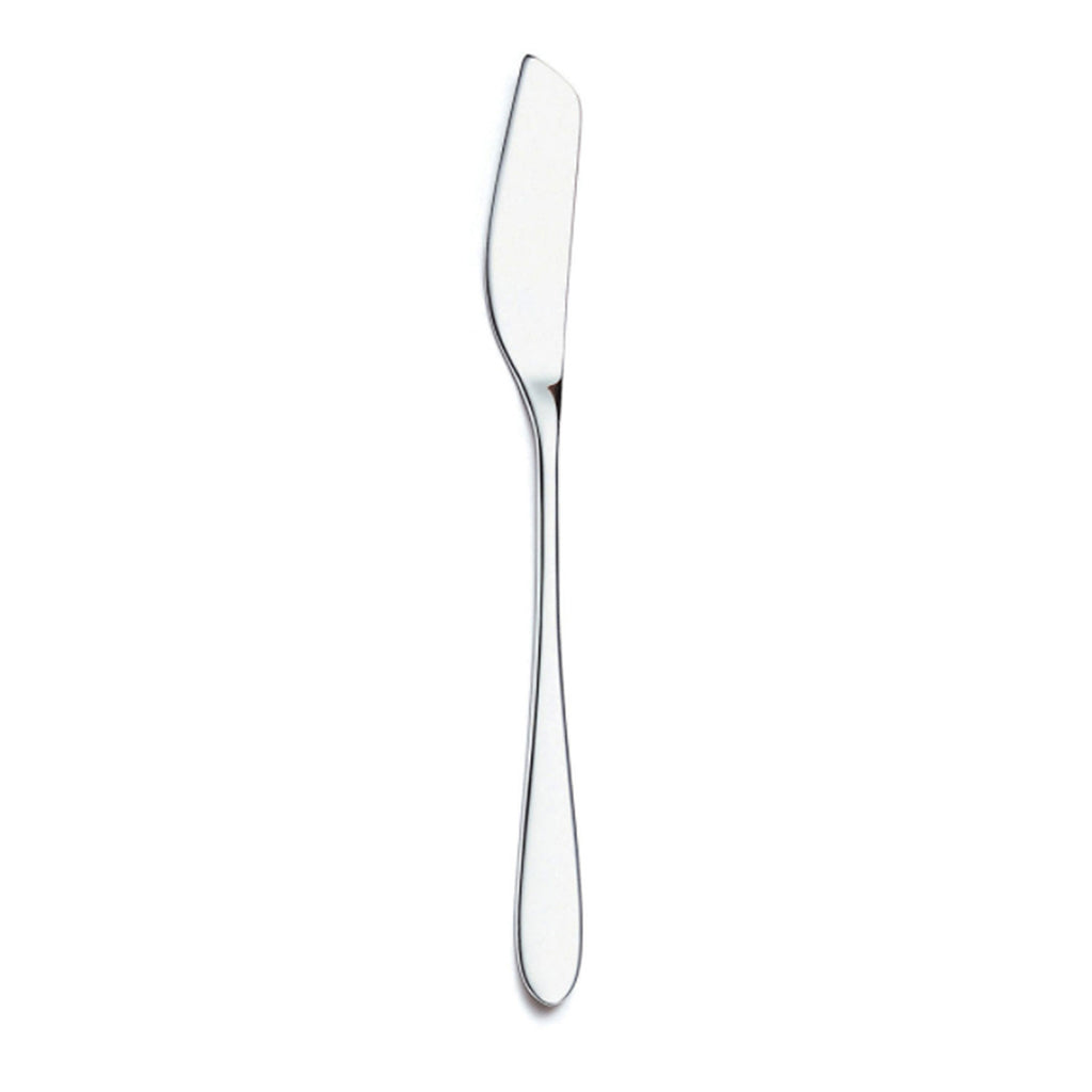 David Mellor Design Pride silver plate fish knife. PRODUCT CODE 2500149. PRODUCT CODE 2500149. Now an acknowledged modern classic, the gently tapered hollow knife handles, delicate curves and refined proportions give ‘Pride’ its exceptional beauty and understated elegance.