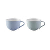 Stelton A/S Emma cup 0.3 l. 2 Pcs By HolmbäckNordentoft Danish Modern 2.0. Item number: X-208 Length: 10.5 cm Height: 7.5 cm Width: 13.5 cm Designer: HolmbäckNordentoft Volume L.: 0.3 Colour: blue Material: Stoneware, glazed. Enjoy an aromatic cappuccino or cup of coffee or tea in these elegant cups from the Emma collection. This elegant cup is made from glazed stoneware in a set of blue tone-in-tone colours. The cup holds 350 ml each.