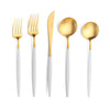 GOA WHITE MATTE BRUSHED GOLD PLATED 5 pieces 1 TABLE KNIFE  1 TABLE FORK  1 TABLE SPOON  1 DESSERT FORK  1 DESSERT SPOON GO.5WGB