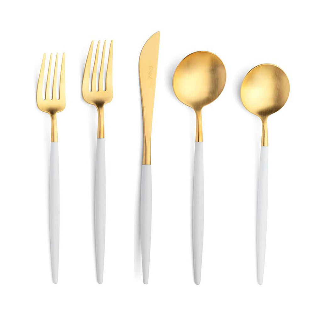 Cutipol Goa White Matte Brushed Gold-Plated Cutlery Collection– Abode New  York
