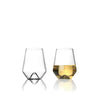 Sempli Monti Bianco wine glass set. SKU: MONBCBB2. Designed perfectly for white wine, Monti-Bianco comfortably hold a standard 5oz pour, which measures just above the waist of each glass, but easily holds up to 12oz if filled. Each glass and its center showcases the inspiration of the Italian Alps for this creation.