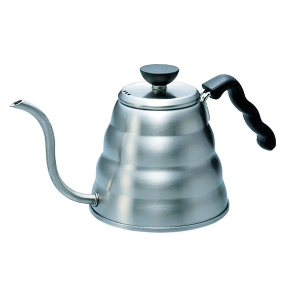 Hario V60 coffee drip kettle 'Buono' VKB-120HSV-11 UPC: TNU0MVK8. The V60 Buono Drip Kettle is a Hario staple and its iconic shape is recognized around the world.  The kettle's slim spout makes it easy to control the amount and speed of the hot water being poured, perfect for manual coffee brewing. 