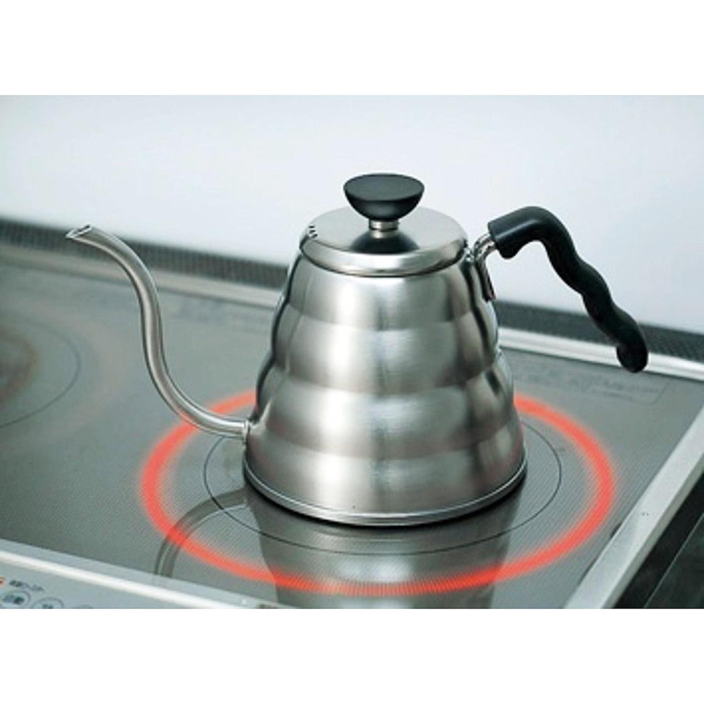 Hario V60 "Buono" Drip Kettle 1.2L Silver. The V60 Buono Drip Kettle is a Hario staple and its iconic shape is recognized around the world.  The kettle's slim spout makes it easy to control the amount and speed of the hot water being poured, perfect for manual coffee brewing. 