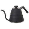 Hario V60 "Buono" Drip Kettle 1.2L Matte Black. SKU VKB-120-MB. UPC: TNH2R3Q5. The V60 Buono Drip Kettle is a Hario staple and its iconic shape is recognized around the world.  The kettle's slim spout makes it easy to control the amount and speed of the hot water being poured, perfect for manual coffee brewing. 